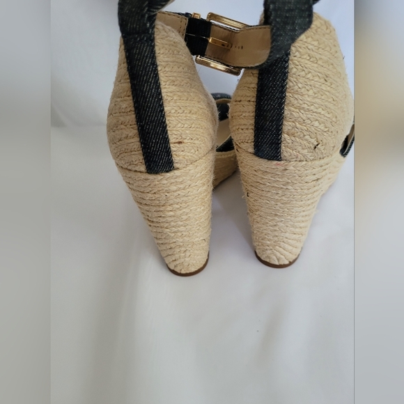 New Vince Camuto Espadrille Wedge Sandals Denim Blue Ankle Strap 9.5 - Picture 4 of 5